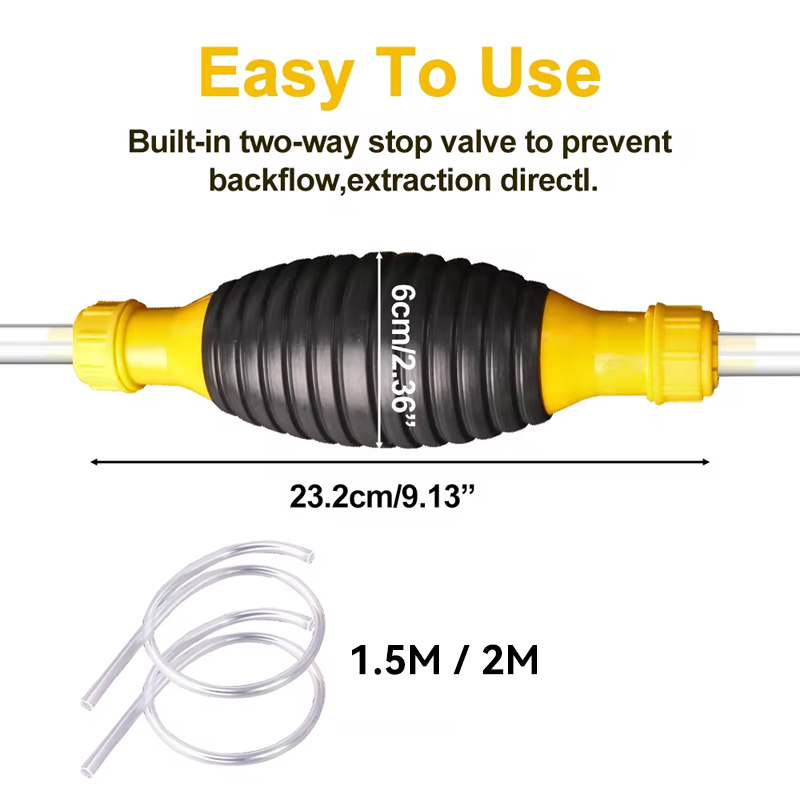 Bomba de transferência de combustível manual resistente para gasolina/diesel/óleo, ferramenta de sifão automático/atv/marinho com design anti-vazamento