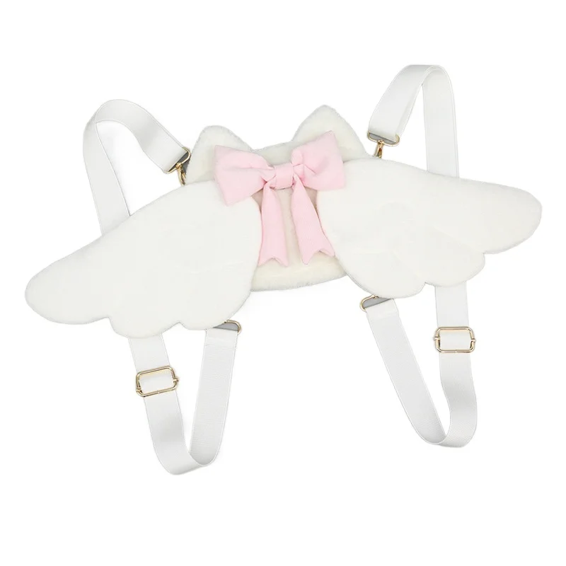 Mochila de felpa con alas de Ángel para niñas, bolso de Cosplay de uniforme japonés Y2k Kawaii de Lolita JK para fiesta/regalo de cumpleaños/bolso escolar