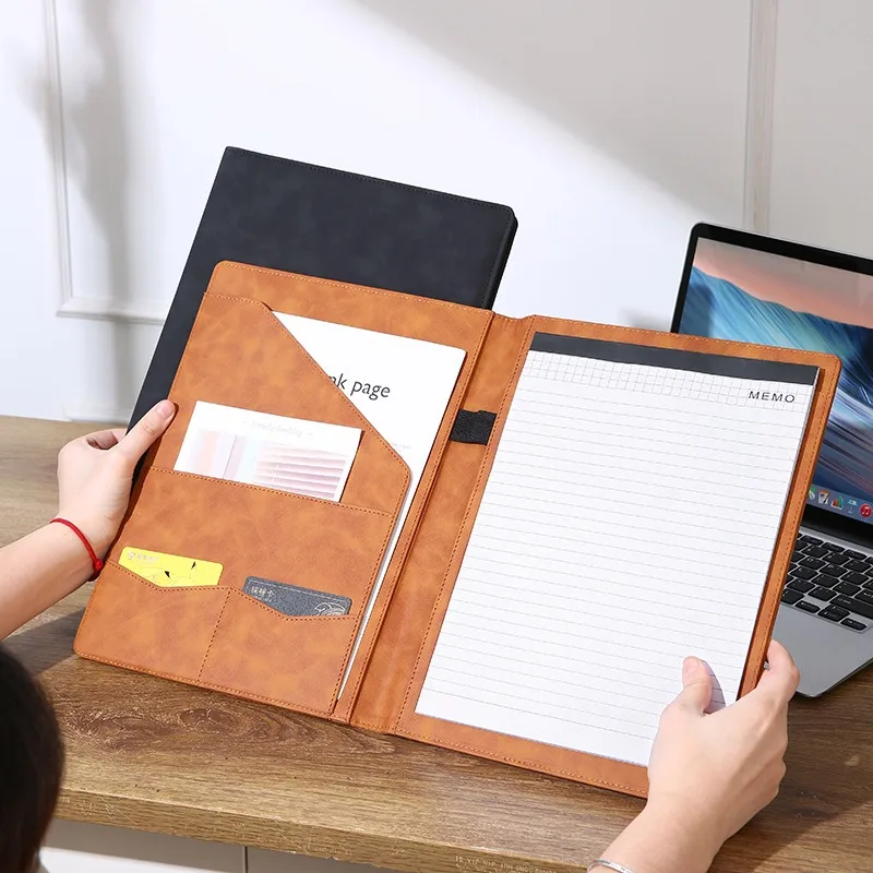 University Executive A4 Conference Leather Portfolio File Folder Organizer Filling Folders Porte Documents Holder for Office