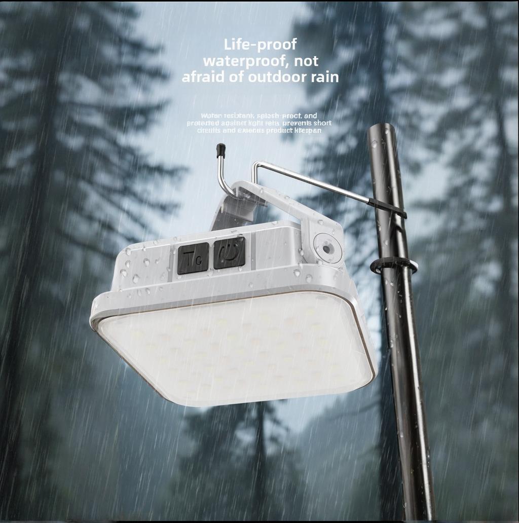 Illuminazione di emergenza Lampada da campeggio solare Tenda da esterno portatile Lampada a sospensione a LED ricaricabile SMD con display digitale