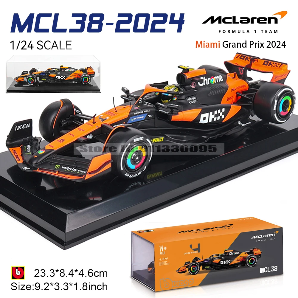 Bburago 1:24 2024 McLaren F1 4 #   Lando Norris 81 #   Oscar Piastri Odlew ciśnieniowy Precyzyjny model samochodu Kolekcja modeli Prezent Zabawka