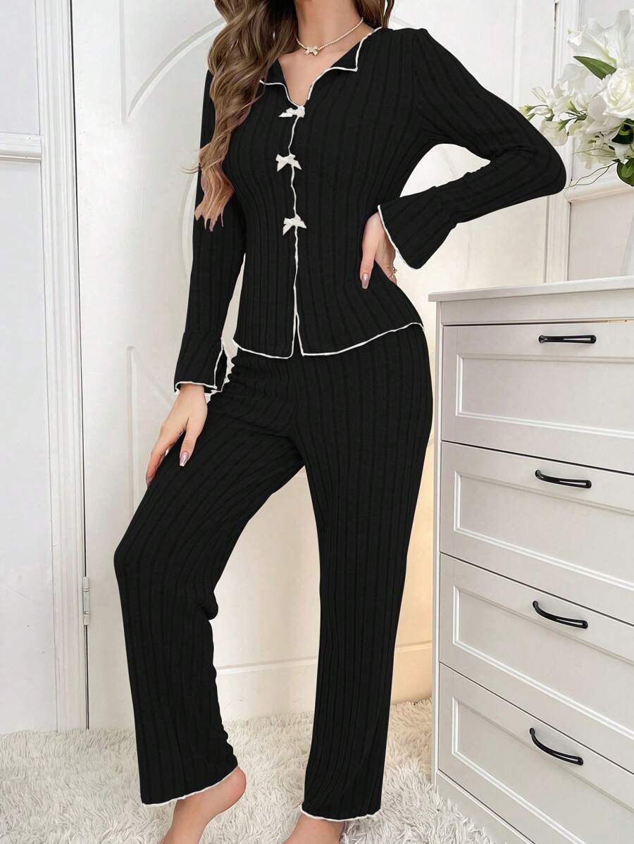 Pyjama deux pièces pour femmes, ensemble de vêtements chauds et décontractés, à la mode et portables, pour la maison, automne et hiver