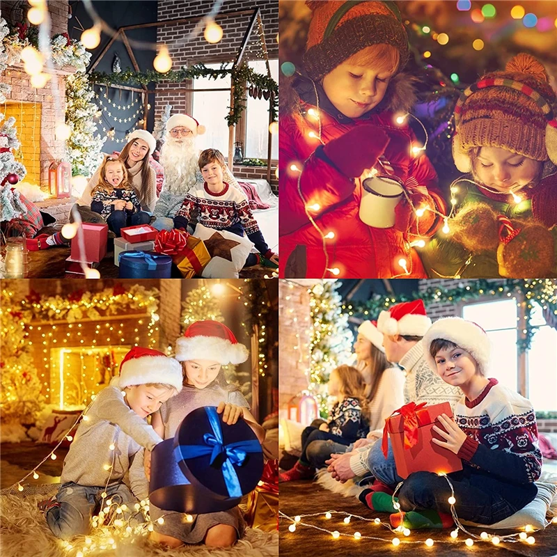 Guirxiété Lumineuse Boule LED, 12m, Décoration de Noël, ixà Domicile, Mariage, Jardin, Extérieur