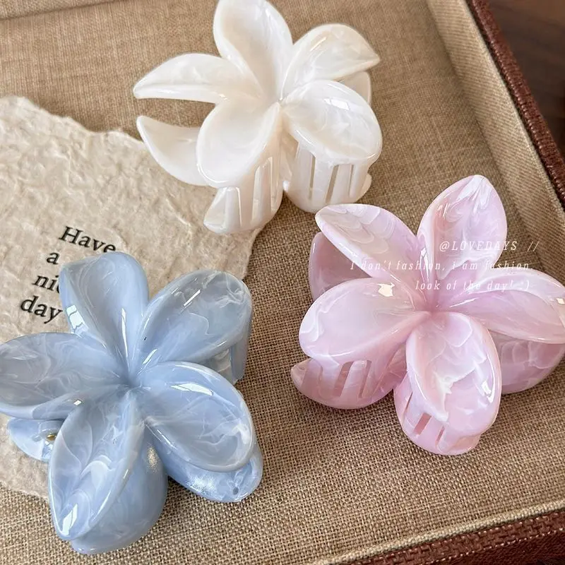Frangipani свежее и сладкое яйцо с цветком на затылке, диск для волос, заколка в виде акулы, украшение для волос, заколки для волос с когтями для женщин