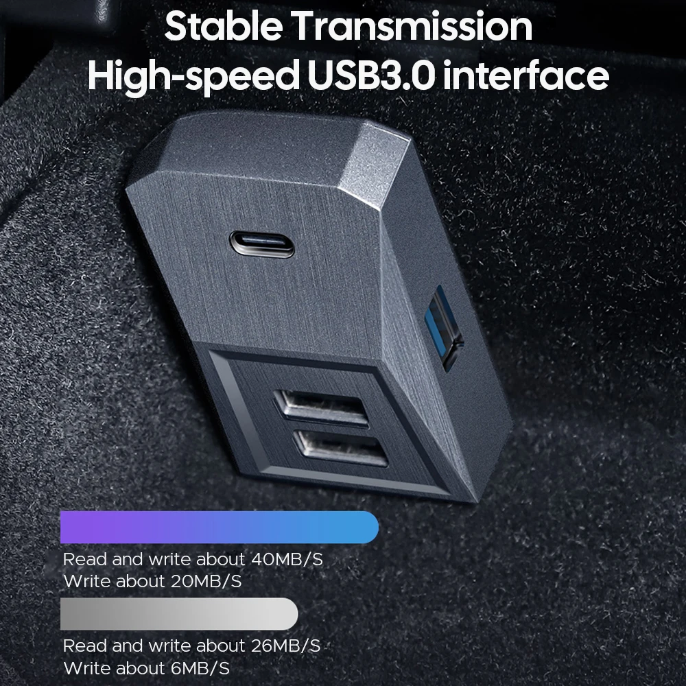 For Tesla Model Y 2020-2024 Left Hand Drive Glovebox Docking Station Quick Charger USB Hub Adapter Powered Splitter Extension