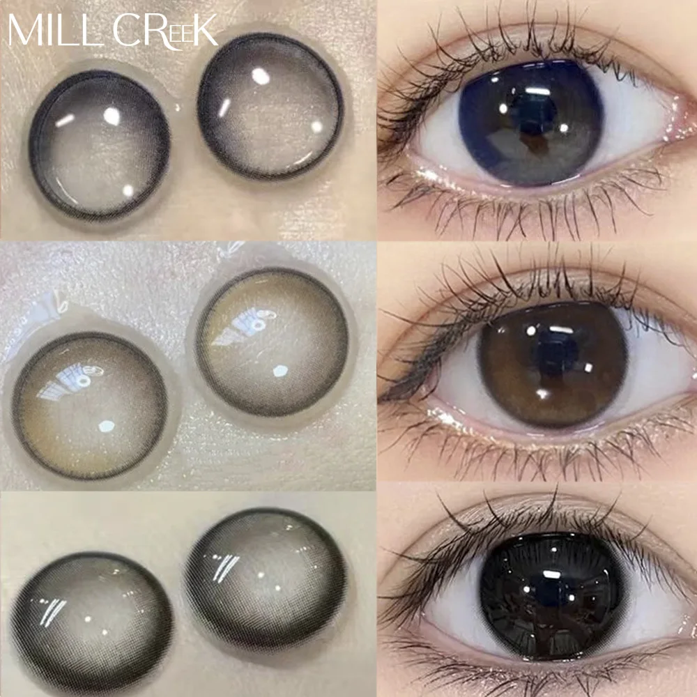 Xã MILL CREEK 2 Đôi Mắt Tự Nhiên Liên Lạc Với Ống Kính Với Cận Thị Đơn Thuốc Xanh Dương Tròng Màu Khói Đen Tròng Kính Làm Đẹp Học Trò Trang Điểm Hàng Năm