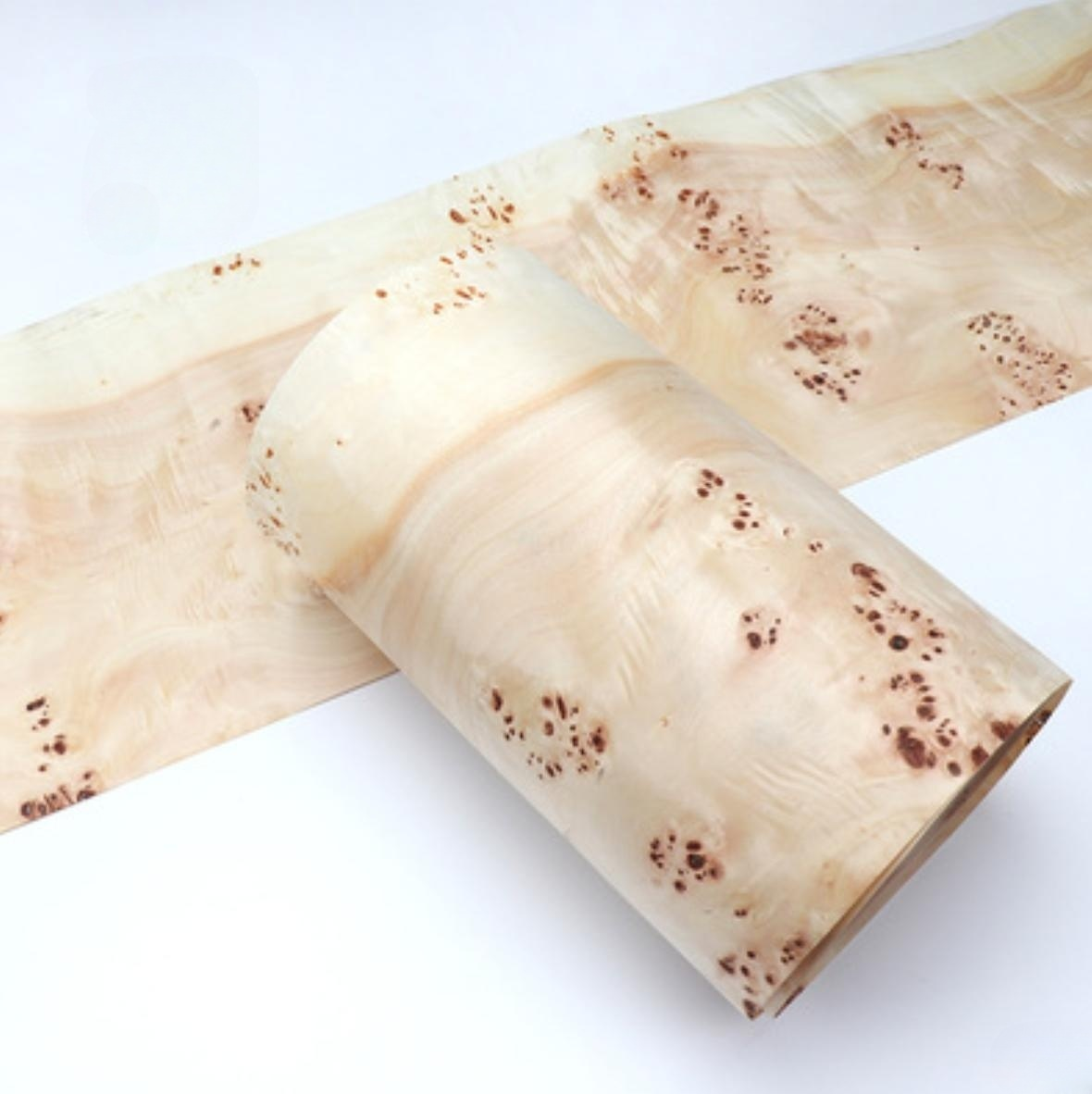 Length:2.3meters Width:230mm T:0.25mm Naturally White Poplar Tumor Wood Veneer Sheets Guitar Skateboard Backpack Decoration