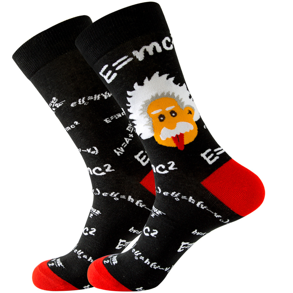 1 par de nuevos calcetines felices para hombre, novedad para mujer, calcetín de dibujos animados de algodón peinado, divertidos calcetines largos gruesos de talla grande para hombre, Hip Hop