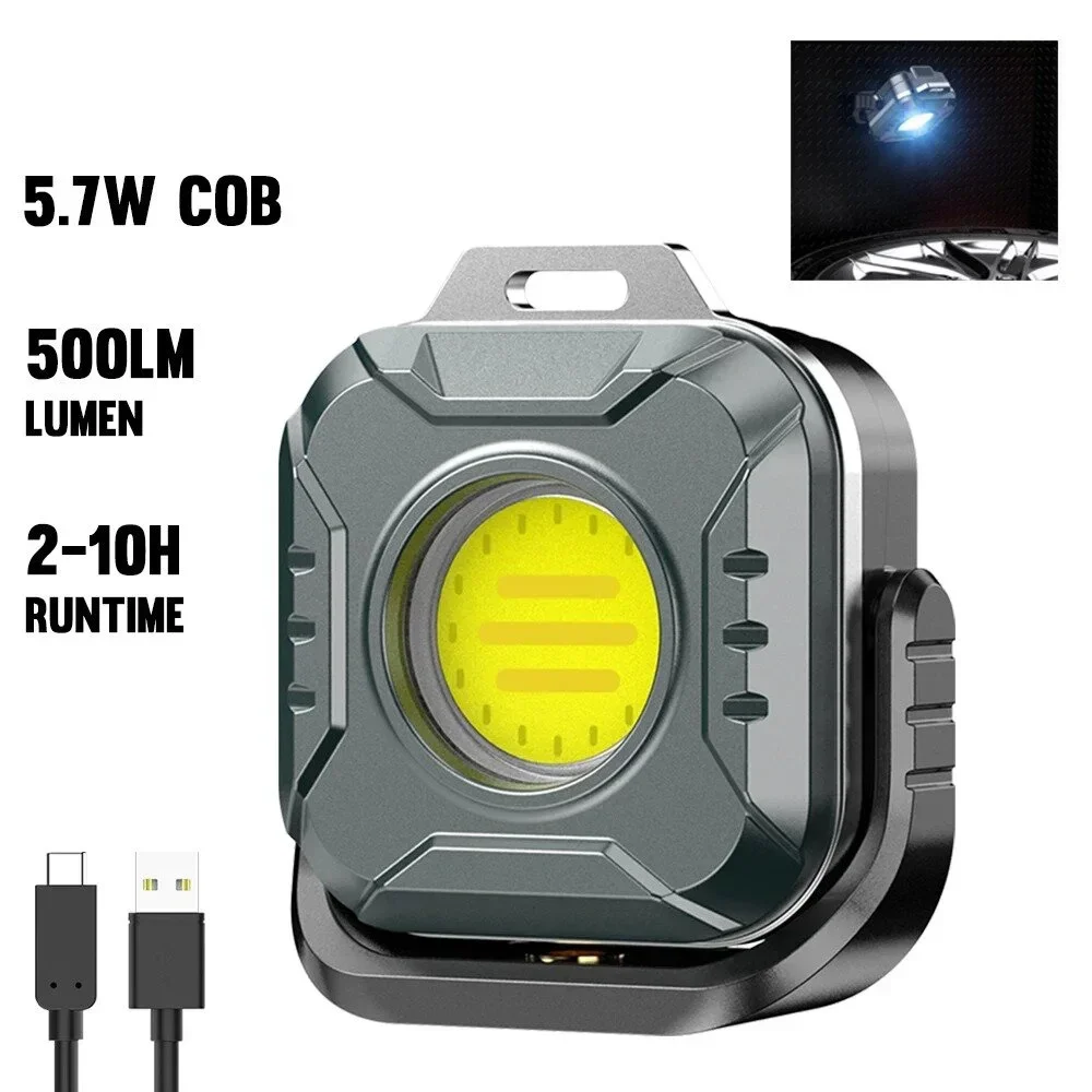 Mini luz LED de trabajo, linterna COB portátil recargable multifuncional, antorcha para acampar al aire libre