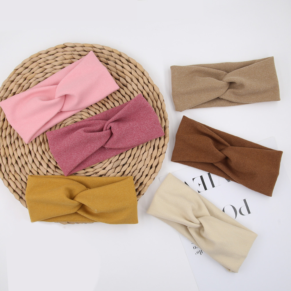 Solid Ribbedเด็กHeadbandsผูกผมผูกHairbands Faux Cashmereกว้างHeadwear Headwrapsเด็กชายหญิงอุปกรณ์เสริมผม
