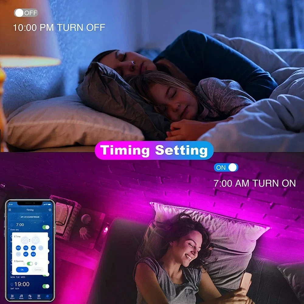 USB 5V LED Strip Lamp RGB 5050 Bluetooth APP Control Diode Light Flexible Tape Music Sync For TV Backlight Home Christmas Decor