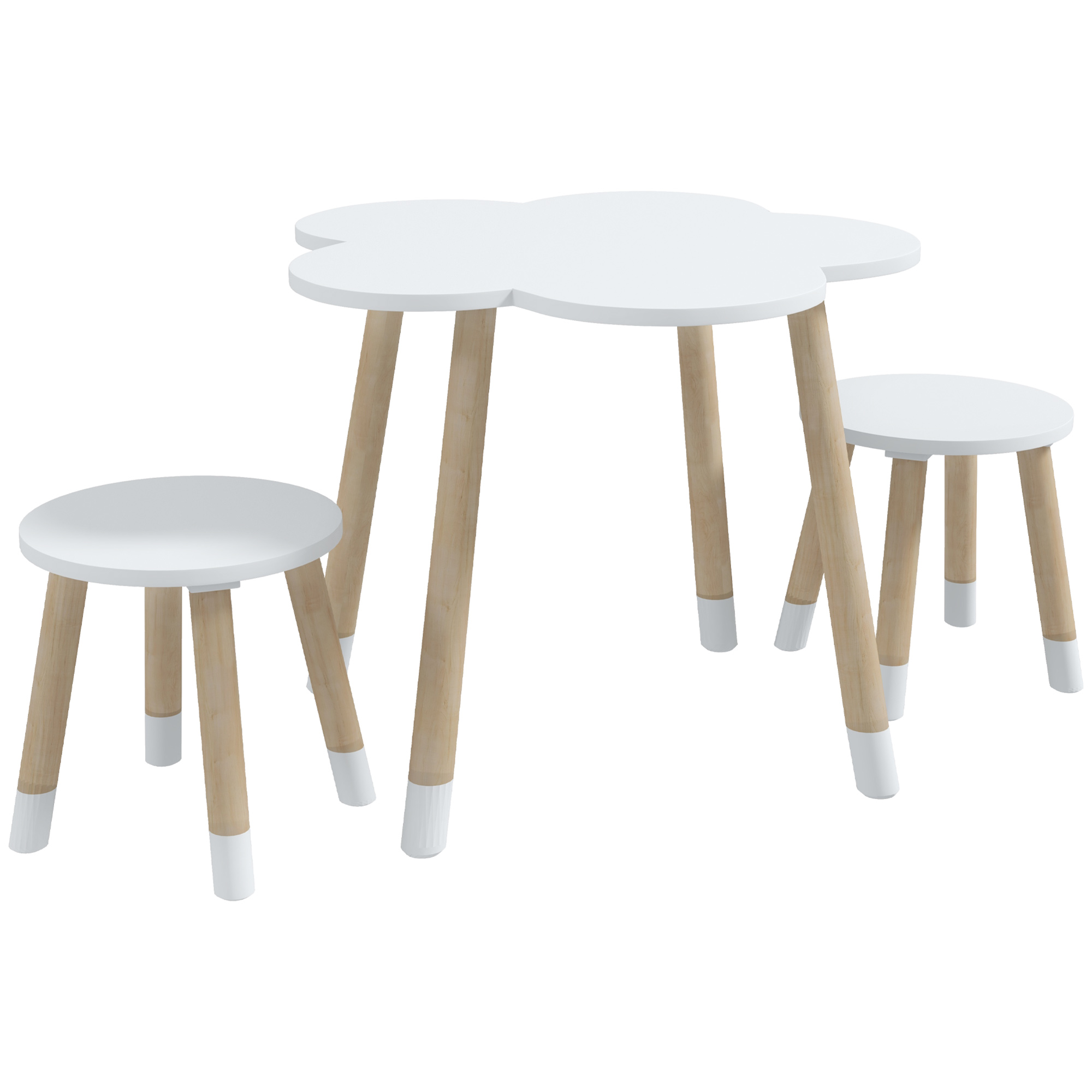 ZONEKIZ set table et 2 chaises, blanc, table Ø 59x50 cm et chaises Ø 28x26 cm