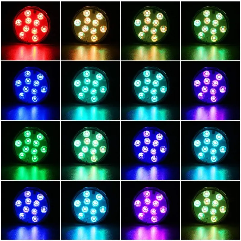 10leds RGB Luzes LED Submersíveis Luz Noturna Subaquática Piscina Exterior Luz Chá Luz Vaso Pond Party Decoração de Casamento