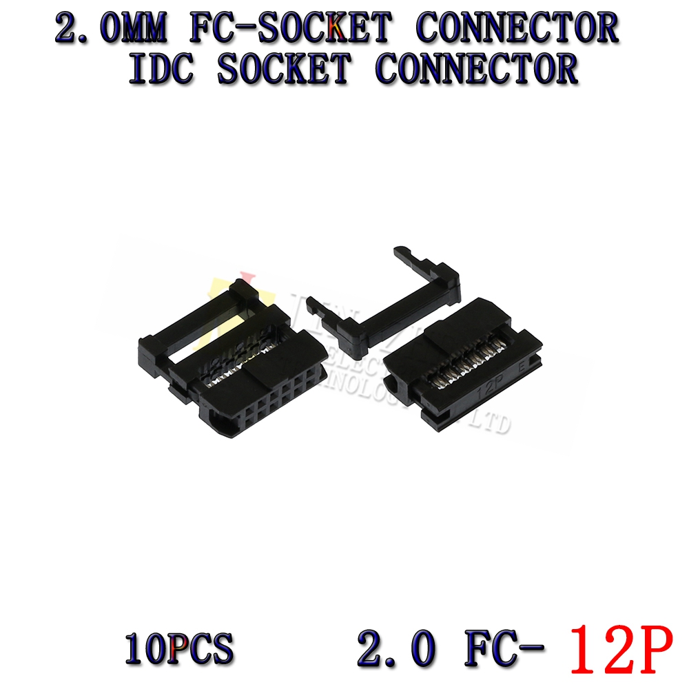 10pcs 2mm 2.0mm Pitch FC 6/8/10/12/14/16/18/20/24/26/30/34/40/44/50 Pin IDC Female Header Socket Connector For 1.0mm Flat Cable