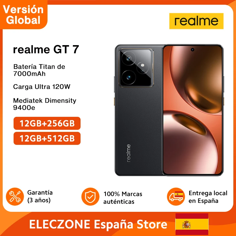 Versione globale realme GT 7 5G AI Smartphone MTK Dimensity 9400e 6000nits Pro-Esports Display 7000 mAh Batteria 120W Ultra Charge