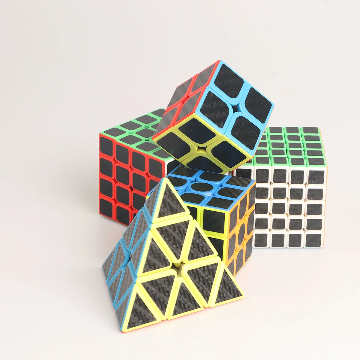 カーボンファイバーステッカー 2x2 3x3 4x4 5x5Pyramidprofessional スピード楽しい教育指先圧力軽減パズルおもちゃ