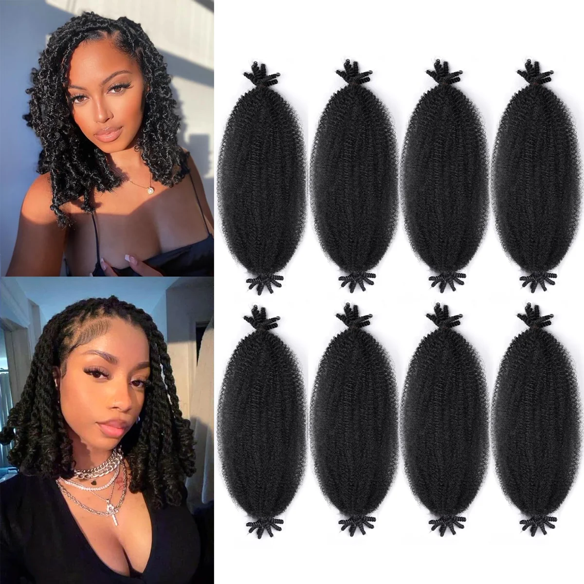 6 pacotes pré-separados elásticos afro torção cabelo adequado para danificado macio locs sintético marley torção trança cabelo para preto wome