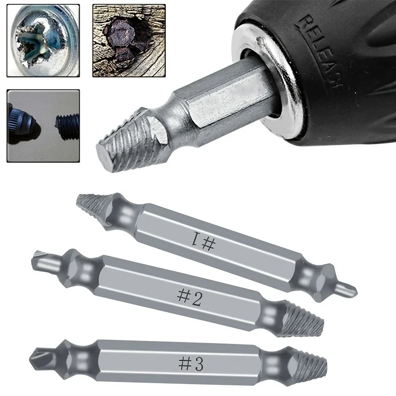 6pc extrator cabeça dupla parafuso slide ferramenta de remoção de dente chave de fenda cabeça adtch ferramenta elétrica conjunto acessório