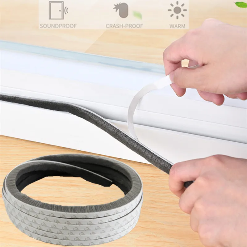 10/5Meter Borstel Strip Zelfklevende Deur Raam Afdichtstrip Thuis Deur Raam Geluidsisolatie Afdichting Film Deur weer Strip