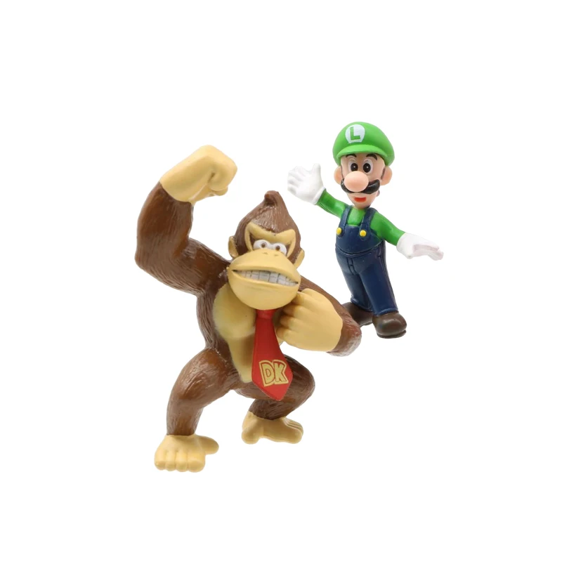6 pz/set Super Mario Bros PVC Action Figure Giocattoli Bambole Modello Set Luigi Yoshi Donkey Kong Fungo per i bambini regali di compleanno