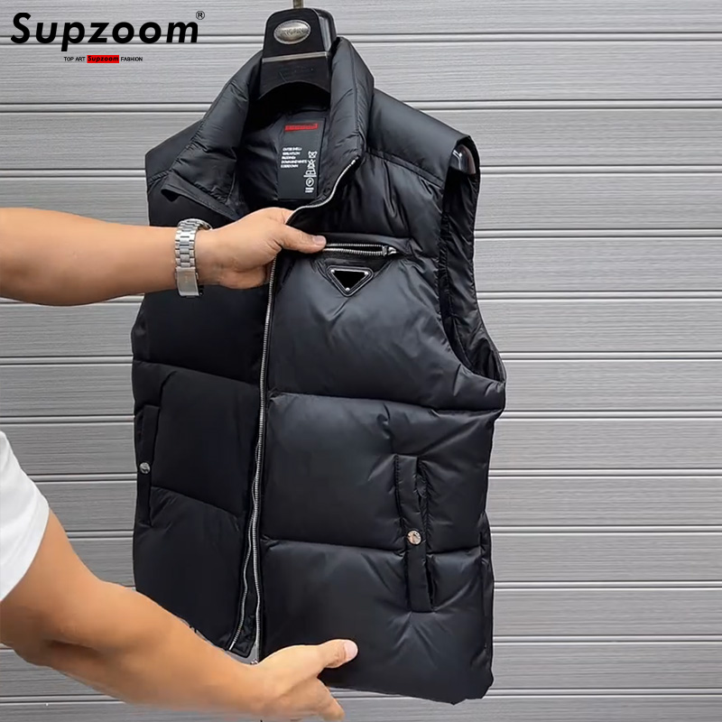 Supzoom 2025 moda superior nova chegada gola outono e inverno para homens e mulheres quente engrossado para baixo colete