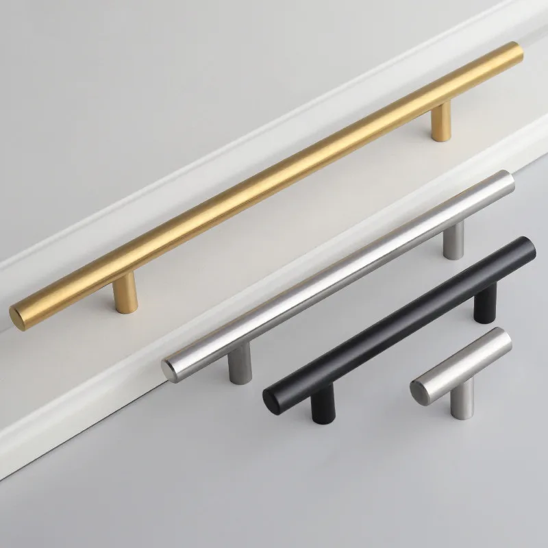 Vàng Đen Tủ Tay Cầm Inox Sáng Bóng Cánh Cửa Tủ Nhà Bếp Núm Đồ Gỗ Ngăn Kéo Kéo Phần Cứng Kéo Thanh Tay Cầm