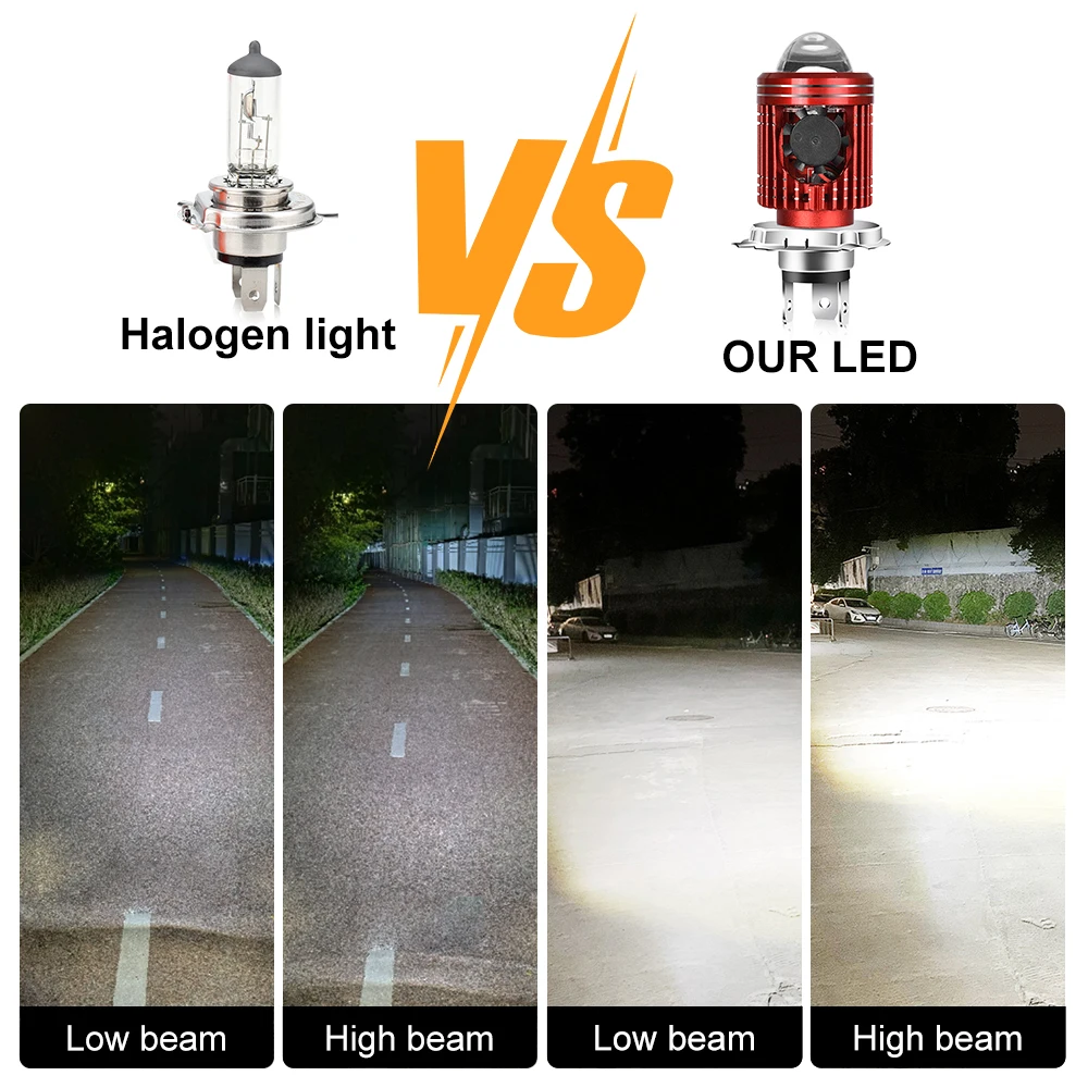 10000LM H4/H6 12V LED オートバイヘッドライト電球モトスポットライト CSP レンズ白黄色ハイローランプスクーターアクセサリーフォグランプ