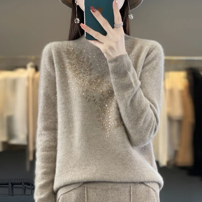 Frauen Pullover Dicke Warme Herbst Winter Mock Neck Mode Pullover Langarm Grundlegende Jumper Stricken Bodenbildung Shirt Koreanische Pullover