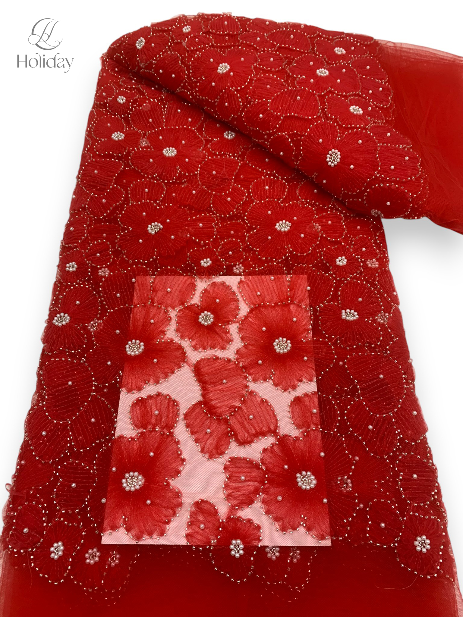 Mais recente de alta qualidade flor rendas tecidos 3d bordado contas tecido para festa nupcial rendas materiais costura cor tule tecido