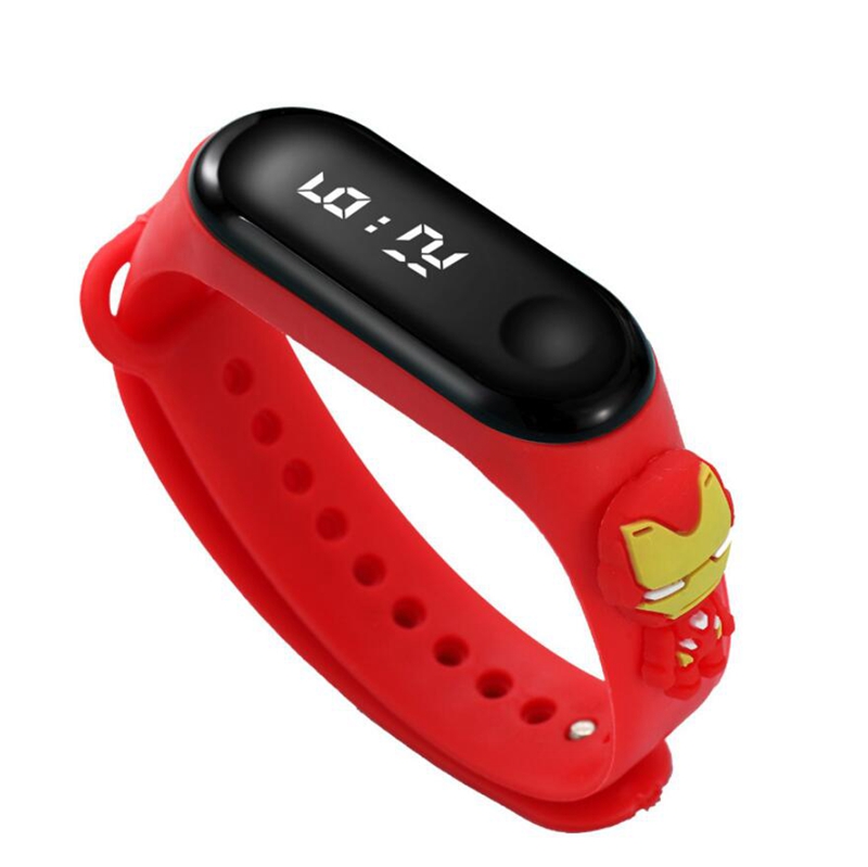 어벤저 스 애니메이션 전자 시계 스파이더 맨 아이언 맨 캡틴 아메리카 방수 Led 손목 시계 어린이 선물