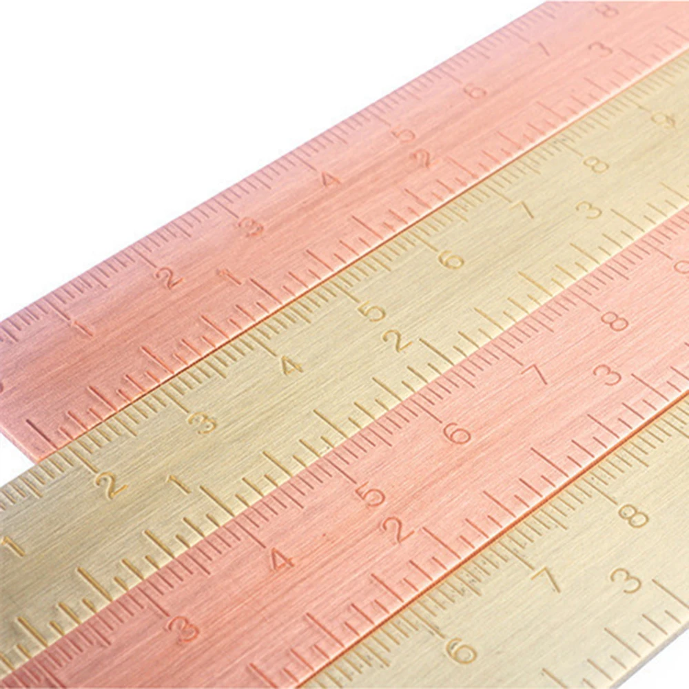 Righello dritto in ottone da 15cm per cancelleria per ufficio scolastico pittura in metallo strumenti di disegno segnalibro righello di misurazione in oro rosa