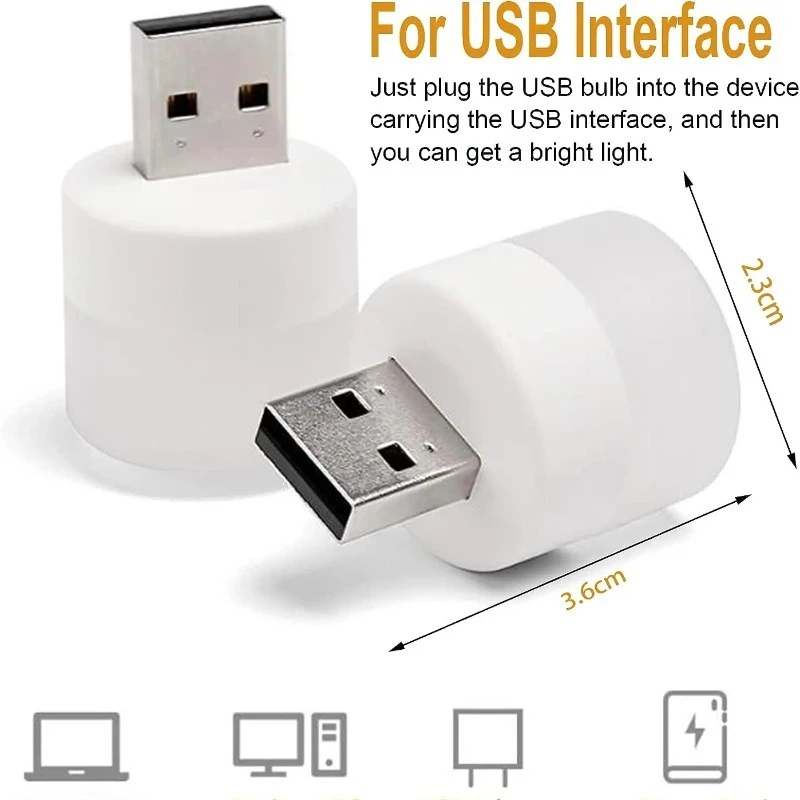 10PCS Mini USB Nachtlicht Warm Weiß Augenschutz Buch Lesen Licht USB Stecker Computer Mobile Power Lade LED nacht Lampe