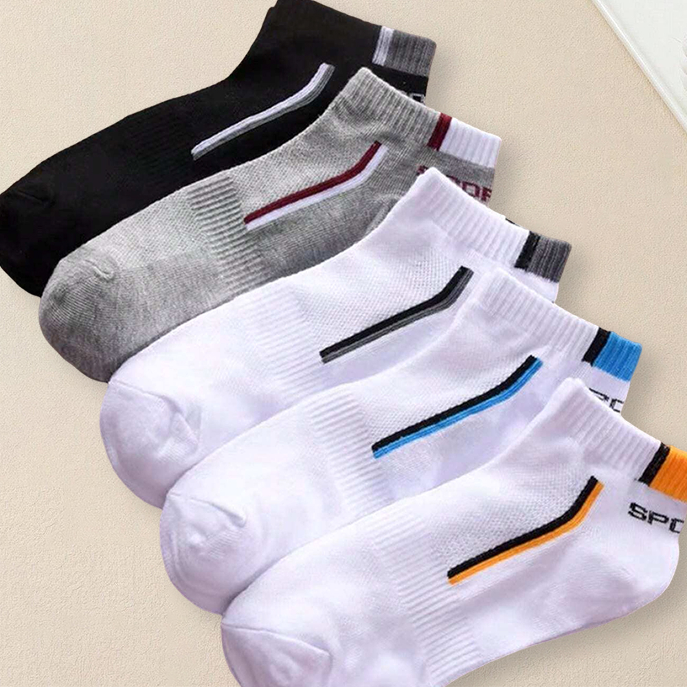 5-Paar Herren-Sommersocken, trendige, modische, einfache, vielseitige Herren-Söckchen, bequeme, leichte, atmungsaktive Freizeitsocken