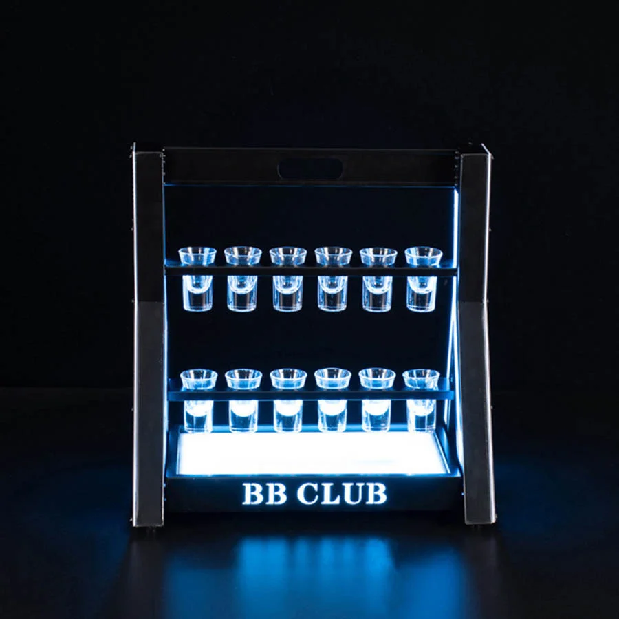 Wiederaufladbare LED Leucht Schnapsglas Display Ständer Getränkehalter Bar LED Bullet Getränkehalter Cocktailbecherhalter Glas Display Rack