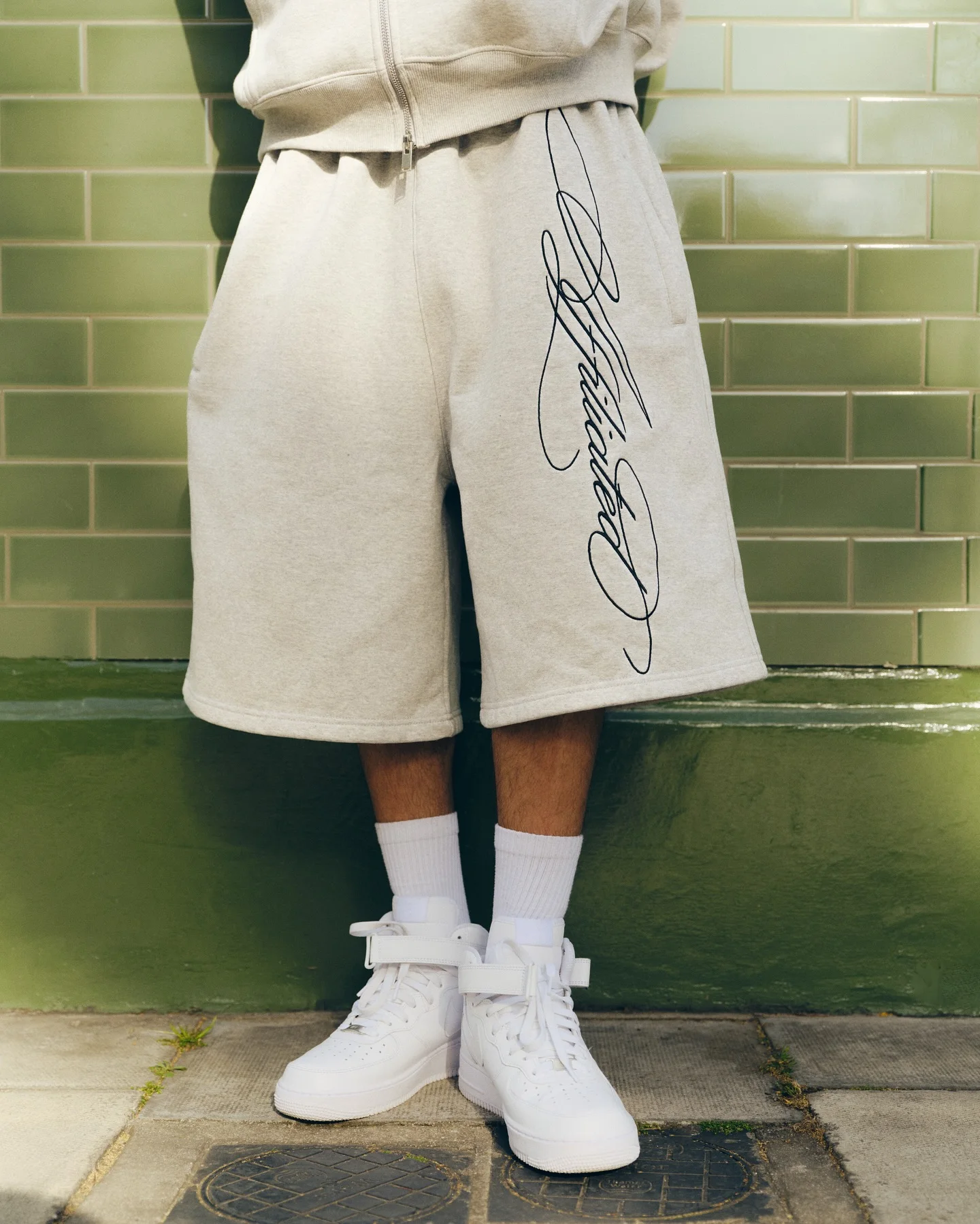 Amerikanischen Brief Gestickte Shorts Männer Y2K Retro Casual High Street Trendy Marke Hohe Taille Übergroßen Gerade Casual Shorts