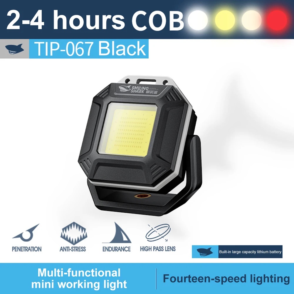 Impermeável LED Trabalho Luz com Base Magnética, Lâmpada de Inspeção, Luz de Emergência Recarregável, Reparação Automóvel, Oficina de Emergência, COB