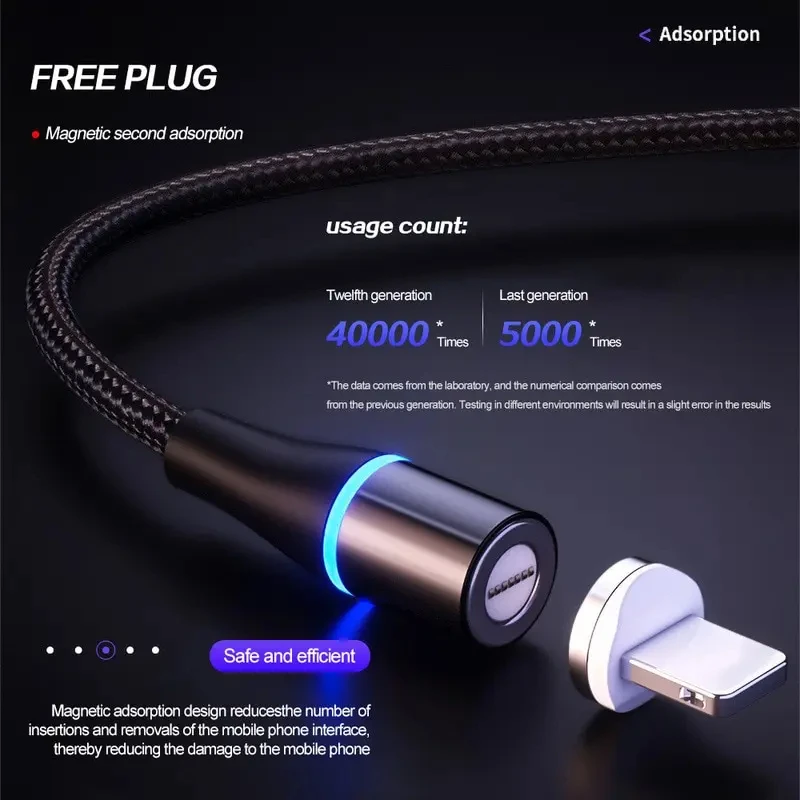 5A Super Fast Magnetizing Data Cable 3 In 1 Multi Function Mobile Phone Charging Cable For Iphone Android Huawei Typec Luminous