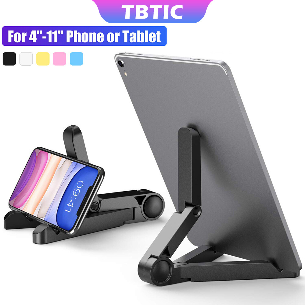 TBTIC Tragbarer faltbarer Ständer, kompatibel mit 10,2 cm (11 Zoll Tablet-Telefon-Desktop-Kunststoffhalter für iPhone, Samsung, iPad-Telefonständer