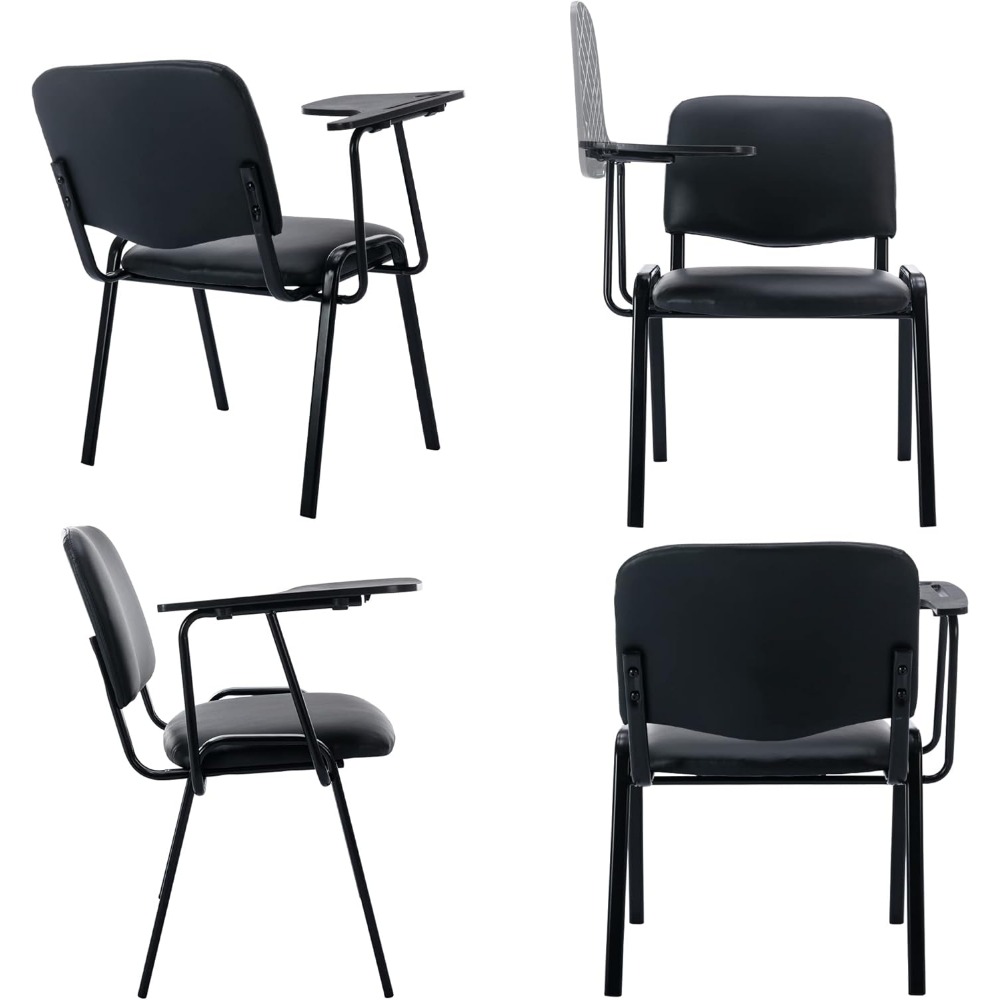 Setof 5 Stackable Chairs with Flip-up Tablet Arm Stackable Guest Chairs, Office Conference Room/Training Room/Community Centers