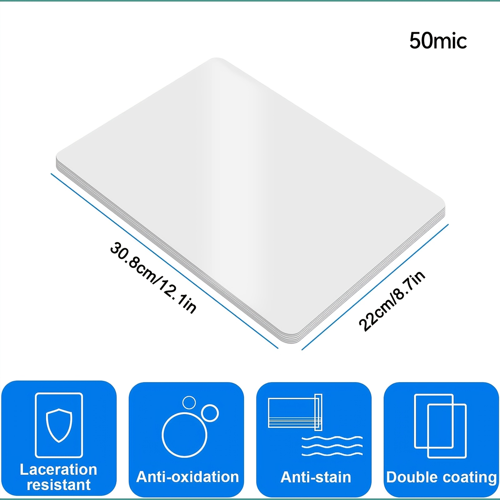 Folhas de laminação A4 100 Pack 8,7x12,1 polegadas Bolsas de laminação térmica Filme de laminação de espessura de 50 mic