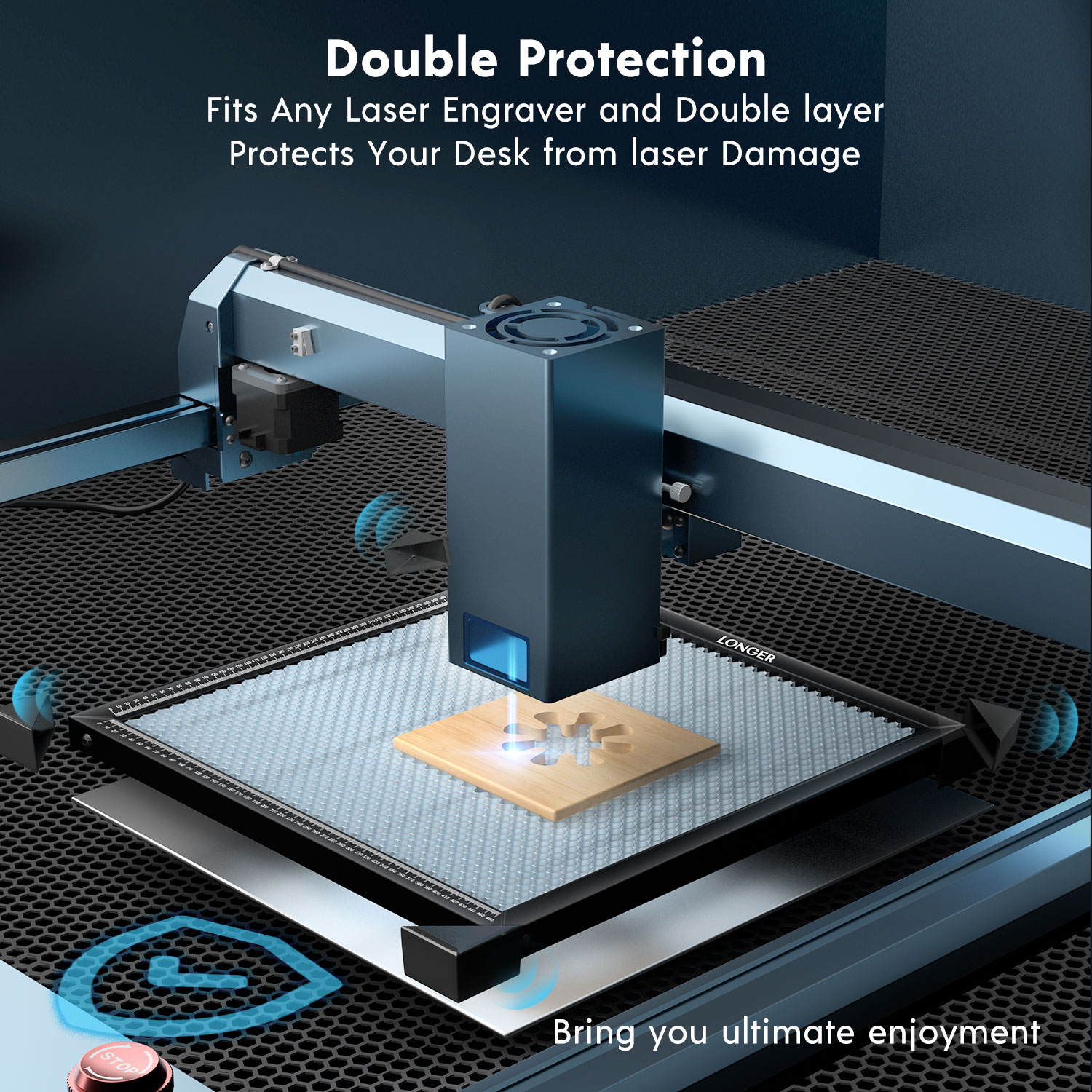 Laser Cutting Aluminum Panel Honeycomb Working Table for CO2 or diode Laser Engraver Cutting Machine 500x500x22mm