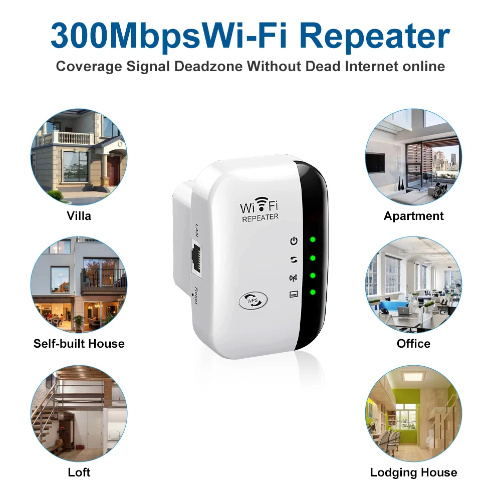 Magecam 300 Mbps draadloze WiFi-repeater WiFi Range Extender Draadloos 4 statuslicht Internet Repeater Lange afstandsversterker