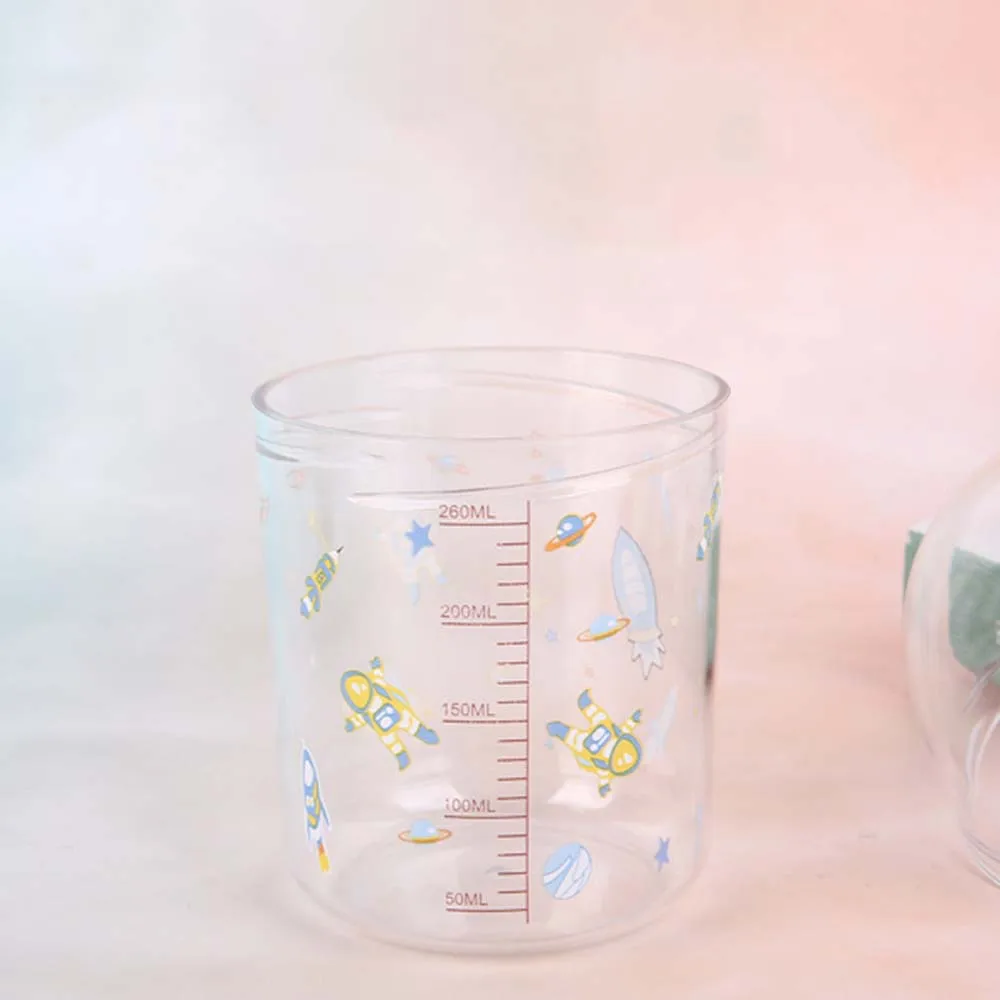 Botol Minum Anak 250ml Motif Kartun dengan Sedotan, Gelas Plastik untuk Anak