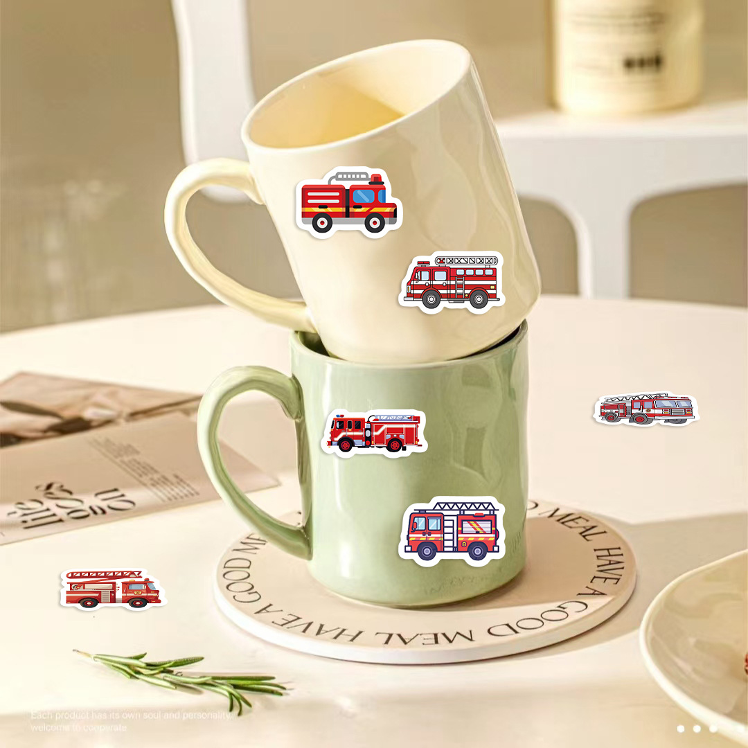 500PCS Feuerwehrauto Rollenaufkleber Graffiti Cartoon Kunst Geschenk Scrapbooking Wohnzimmer Telefon Gemeinschaft Skateboard Nostalgie Aufkleber
