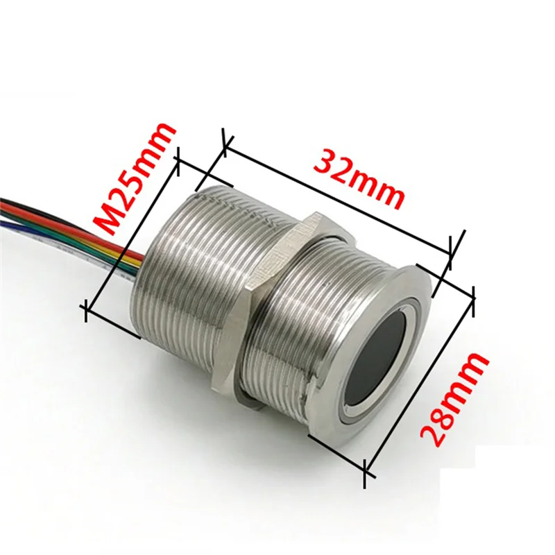 N82R R503 Circular redondo RGB anillo indicador LED Control DC3.3V MX1.0-6Pin módulo capacitivo de huellas dactilares Sensor escáner, 15Mm
