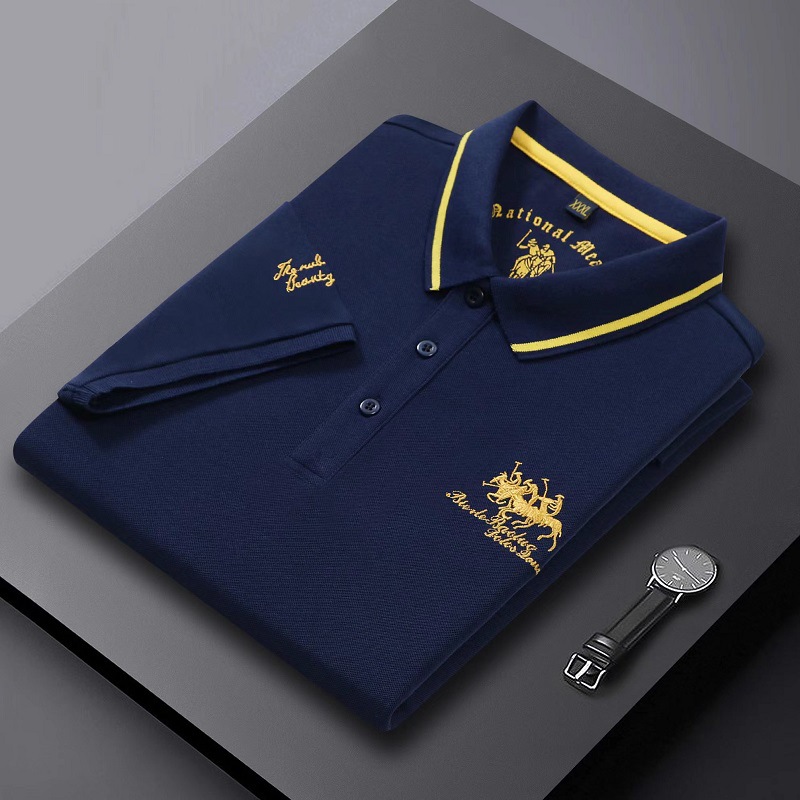 Polos bordados de verano para hombre, camisa de manga corta, Top de lujo, camiseta informal con solapa, camiseta ligera transpirable para hombre