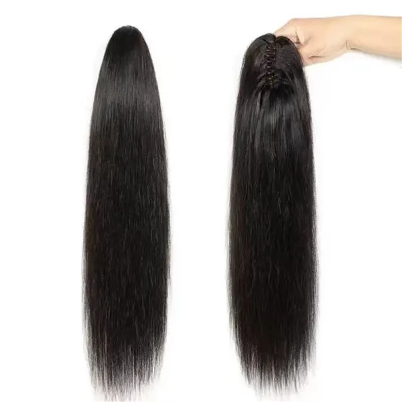 Synthetische pruik, paardenstaartclip, extra lang temperament, natuurlijk lang haar, ultralichte en hoge paardenstaart, lang steil haar