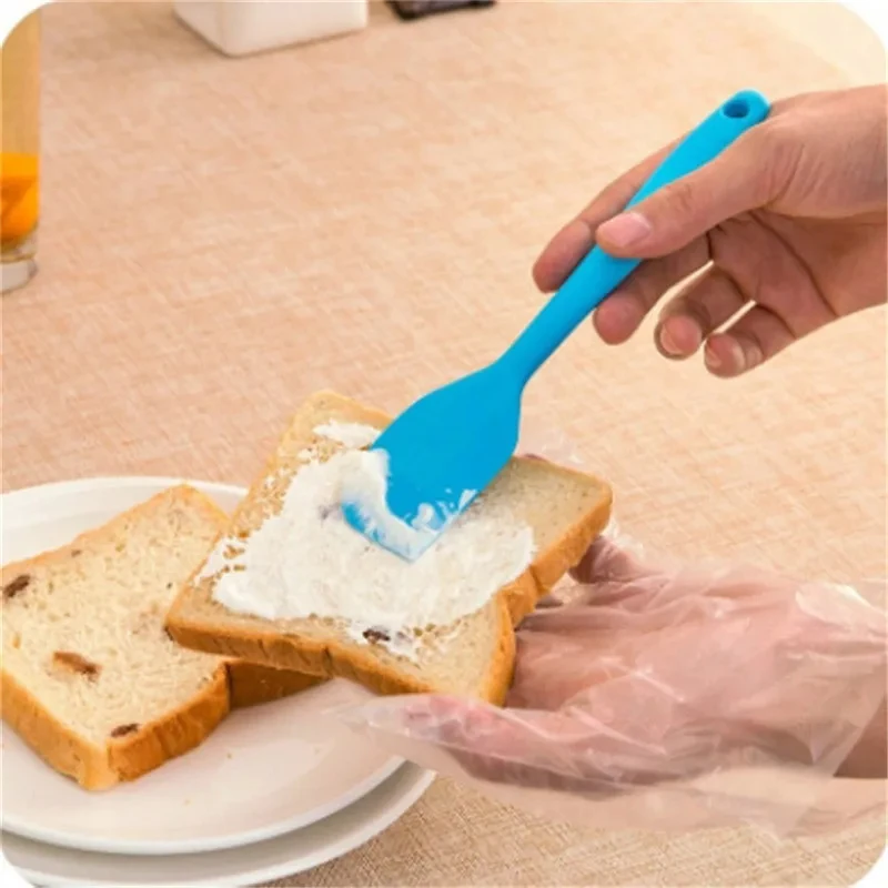 1pc pequeno resistente ao calor integrado lidar com silicone spooncolor raspador de silicone bolo creme espátula faca cozinha ferramenta de cozimento