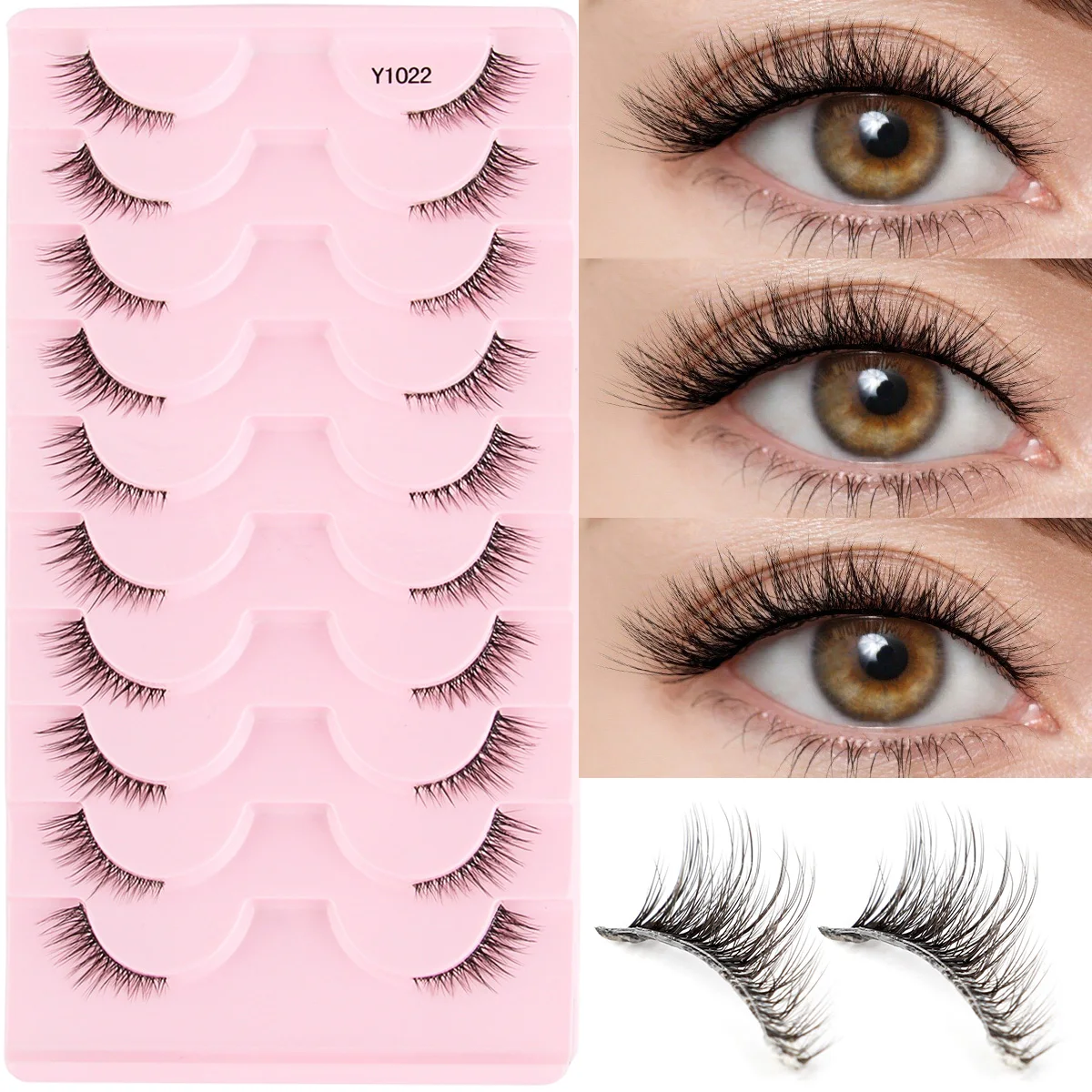 Medio Pestañas postizas 10-5 pares de pestañas de ojo de gato extensión de pestañas 3D visón medio pestañas maquillaje Natural faux cils maquiagem