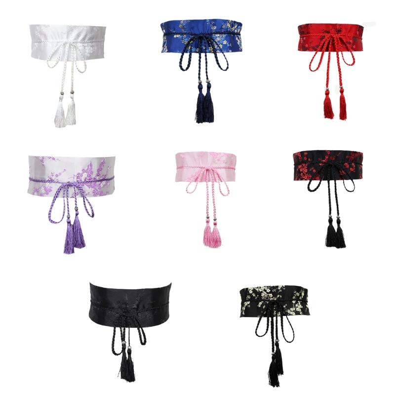 Elegante cinto gravata Hanfu com borlas cinto foto adereços estilo étnico espartilho N58F